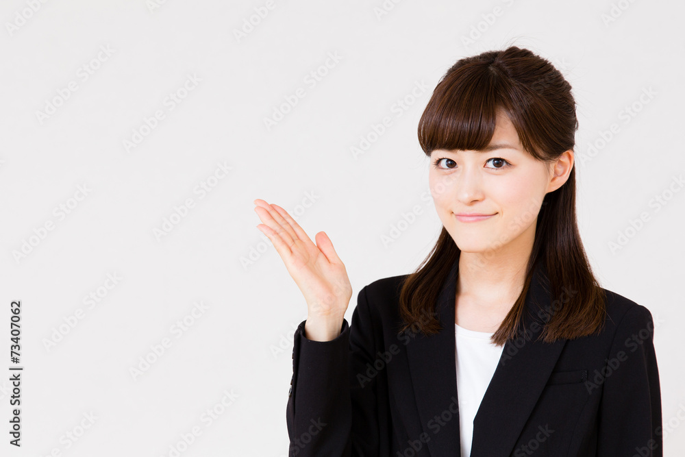 asian businesswoman showing on white background