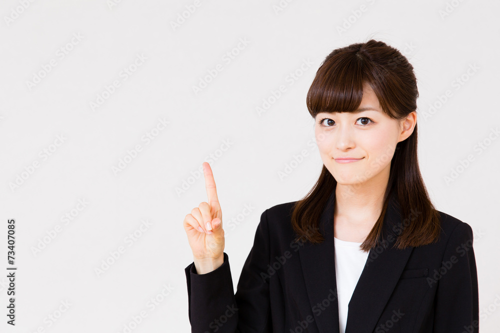asian businesswoman showing on white background asian businesswoman showing on white background