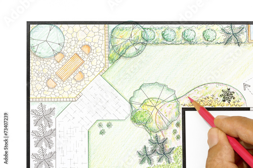 Obraz na plátne Landscape architect design garden plan