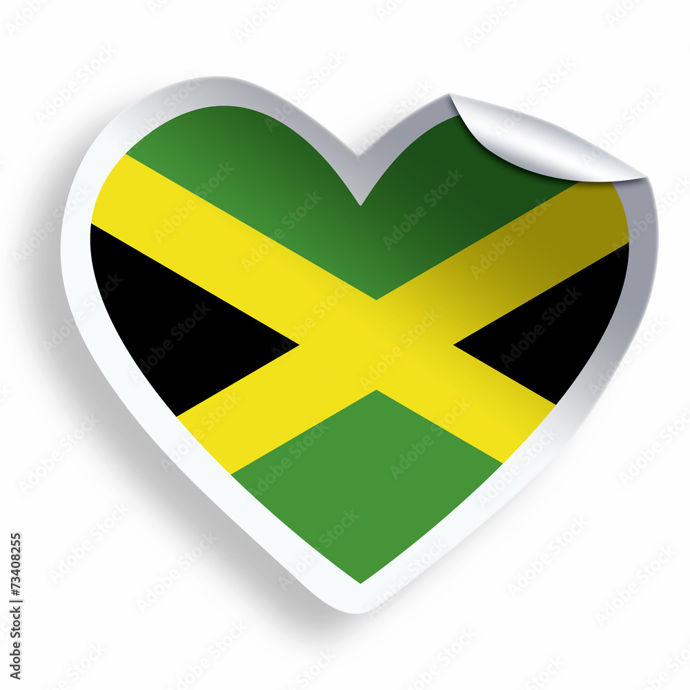 Fototapeta premium Heart sticker with flag of Jamaica isolated on white
