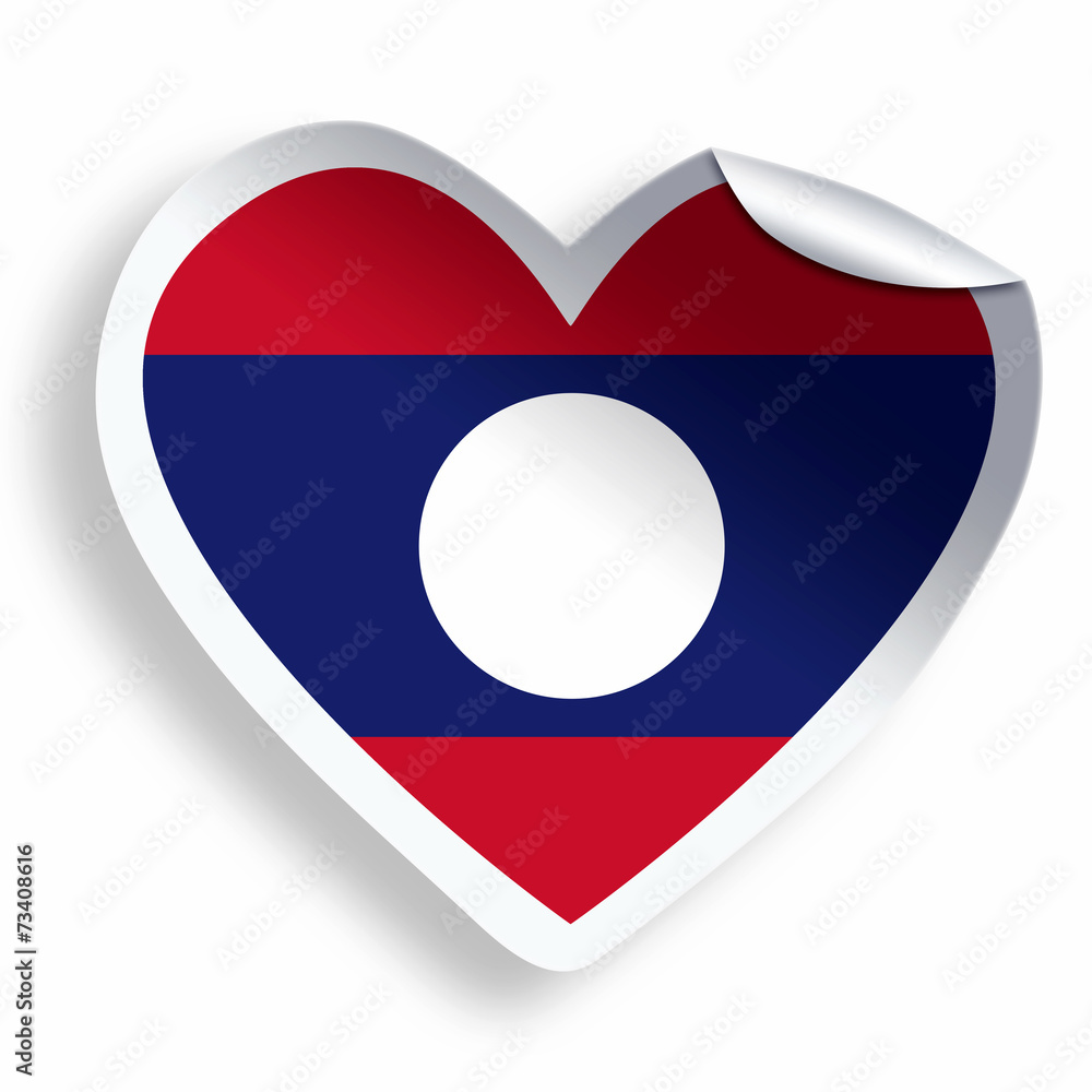 Heart sticker with flag of Laos isolated on white Heart sticker with flag of Laos isolated on white