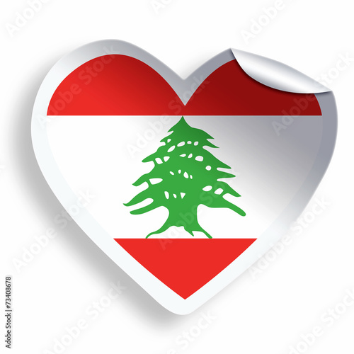 Foto Heart sticker with flag of Lebanon isolated on white