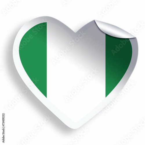 Free Download Heart sticker with flag of Nigeria isolated on white - GFXLoad