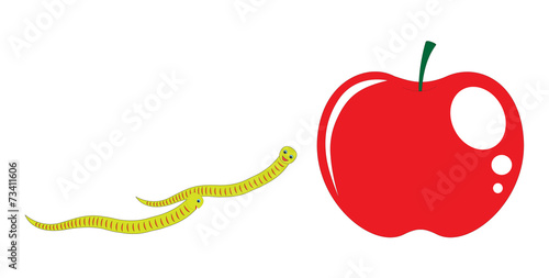 Worm Running to Eat Apple