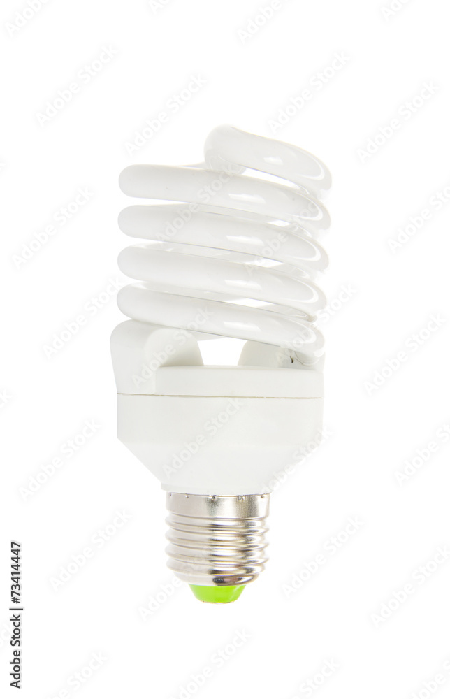 Energy saving fluorescent light bulb on white bakground Energy saving fluorescent light bulb on white bakground