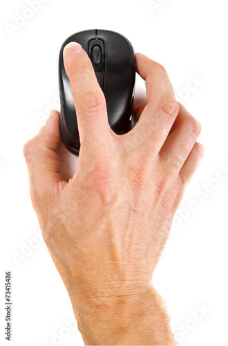 hand with computer mouse isolated on white