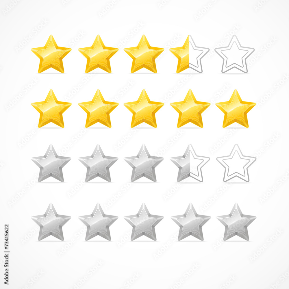 Vector Rating stars isolated on white. Vector Rating stars isolated on white.