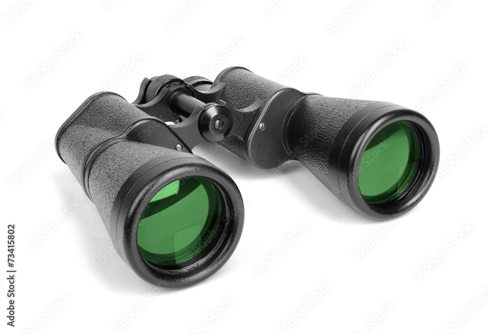 Black binoculars isolated on white. Black binoculars isolated on white.