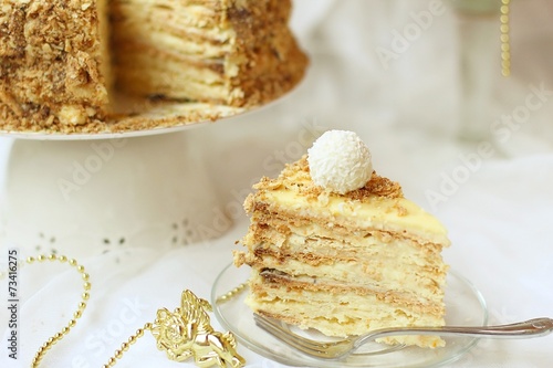 Canvas Print New Year's pie  a napoleon