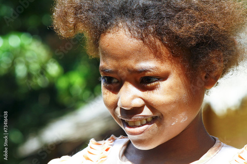 Cute young black African girl - poor child, madagascar