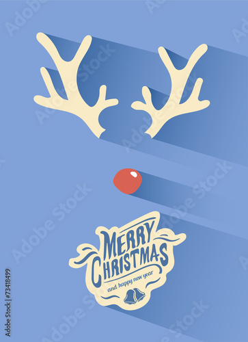 Merry christmas vector with rudolph nose