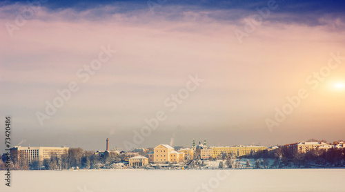 City landscape in winter