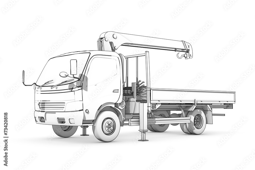 Drawing: black-and-white sketch of loader Drawing: black-and-white sketch of loader