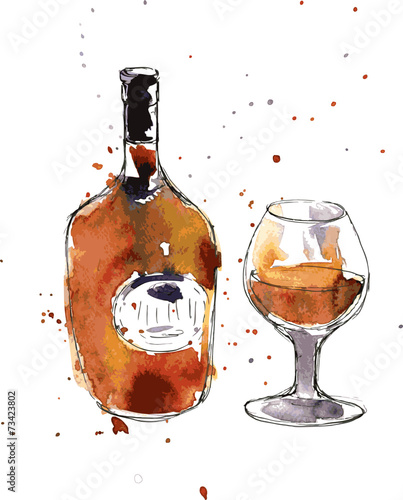 cognac bottle and glass