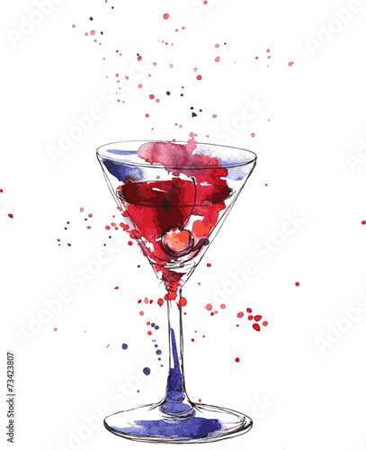 Cocktail glass with cherry