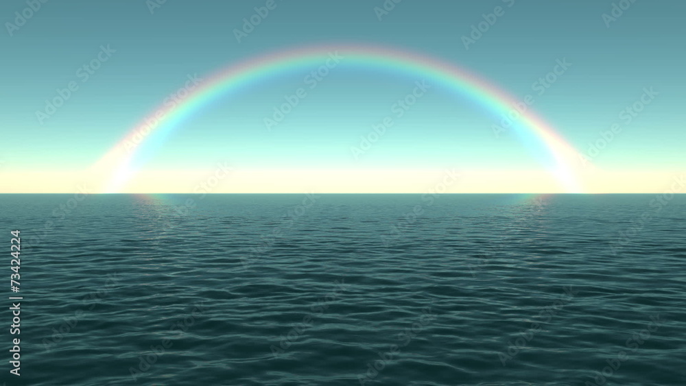 Rainbow over the water. Rainbow over the water.