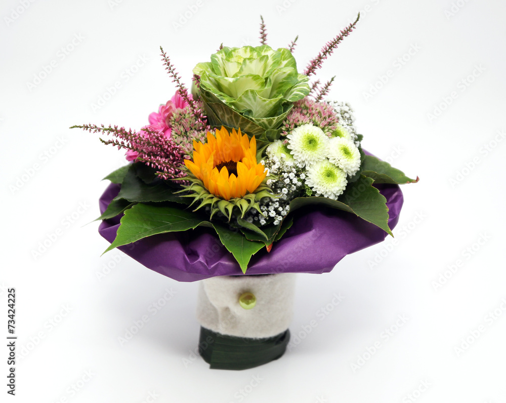 Naklejka premium Blumenstraß mit Lila Banderole