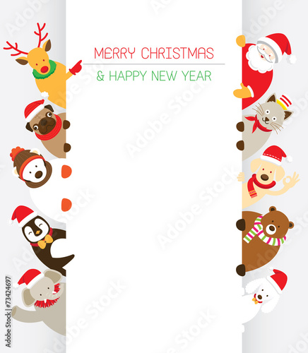 Christmas and Animals with Copy Space
