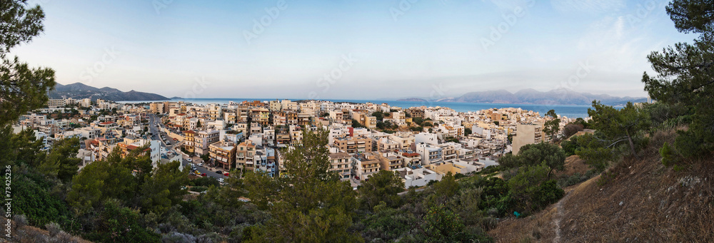 Evening panorama from top of Agios Nikolaos - obrazy, fototapety, plakaty 