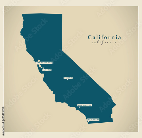 Modern Map - California USA