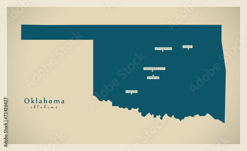Modern Map - Oklahoma USA