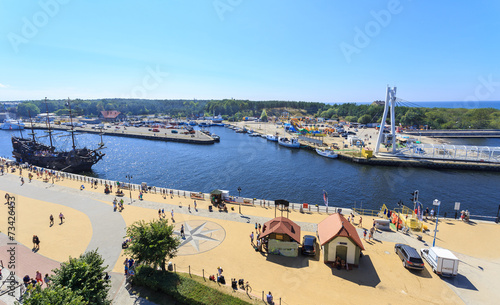 baltic coast, marina and promenade in Ustka, Poland photo