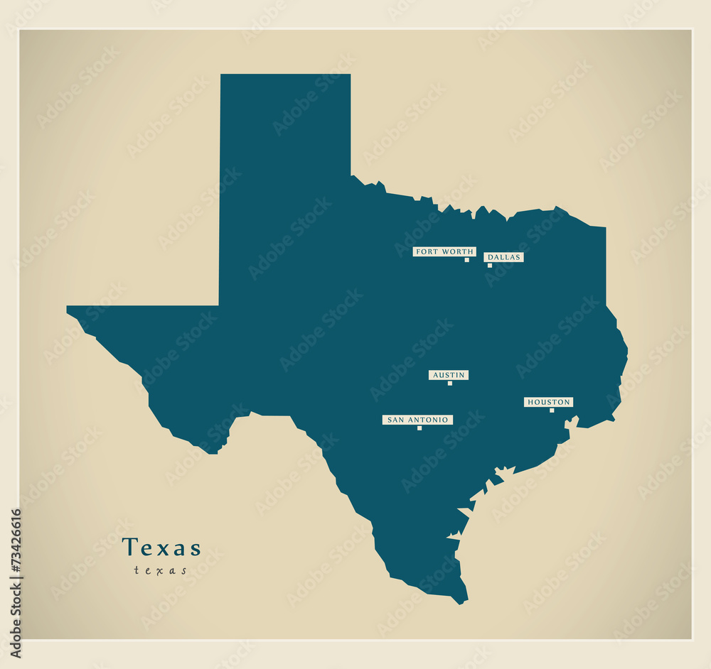 Modern Map - Texas USA