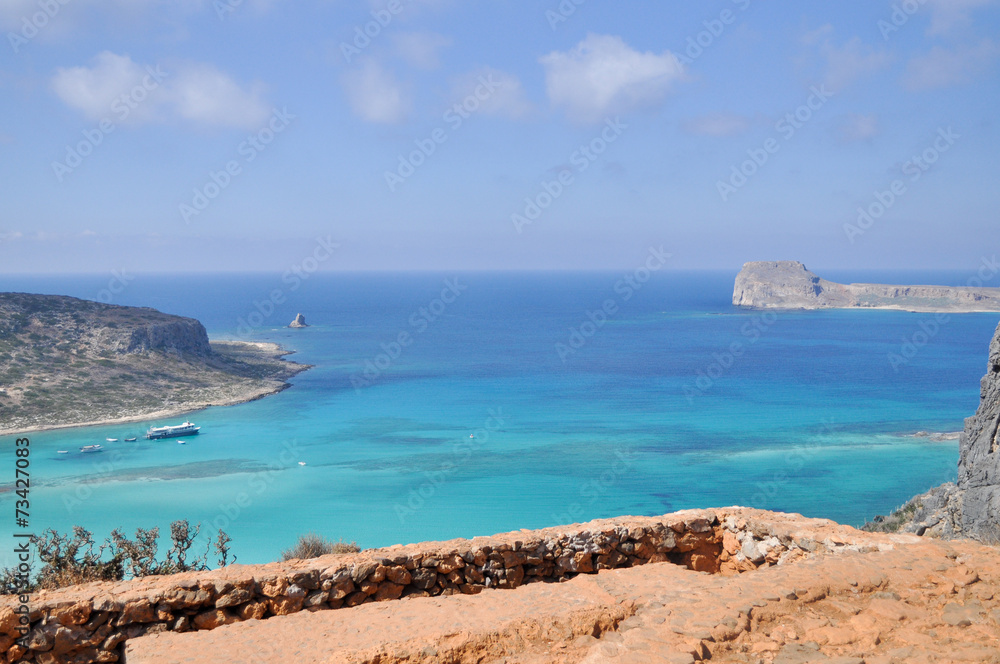Fototapeta premium Sea summer landscape coast of the Greek island.
