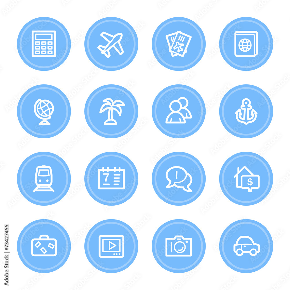 Travel web icons set