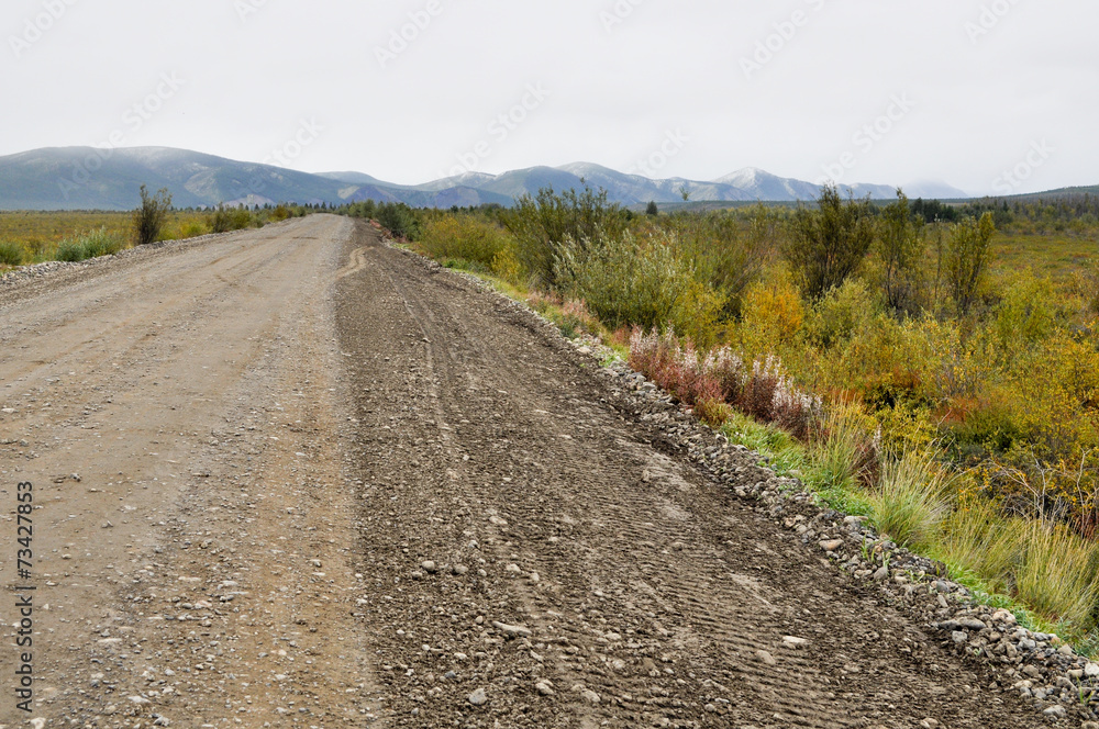 Soil highway in Yakutia. Soil highway in Yakutia.