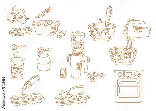 Set icons hand drawn kitchen