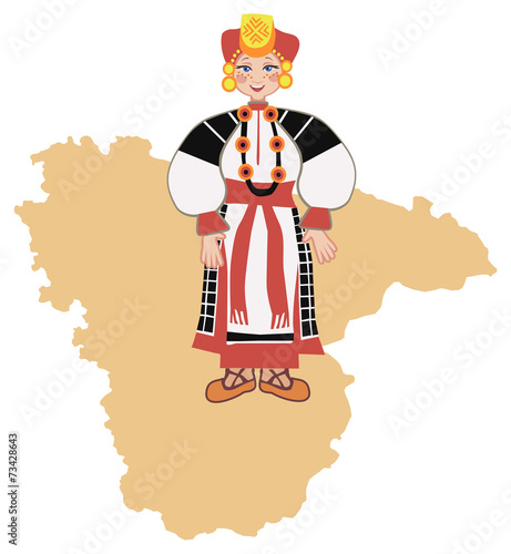 Woman in traditional folk costume of the Voronezh region
