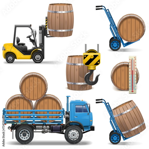 Vector Barrels Shipping Icons