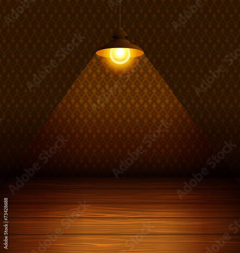 The lamp in the room with a wooden floor