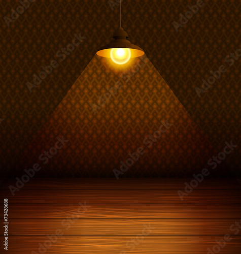 The lamp in the room with a wooden floor