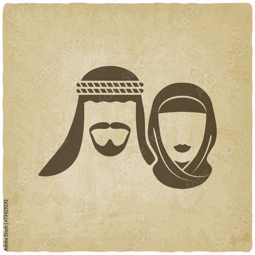 Muslim man and woman old background