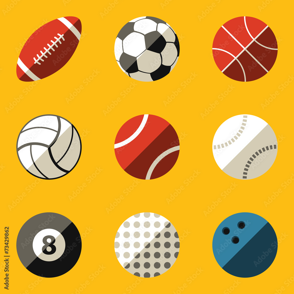 Flat icon set. Sport ball