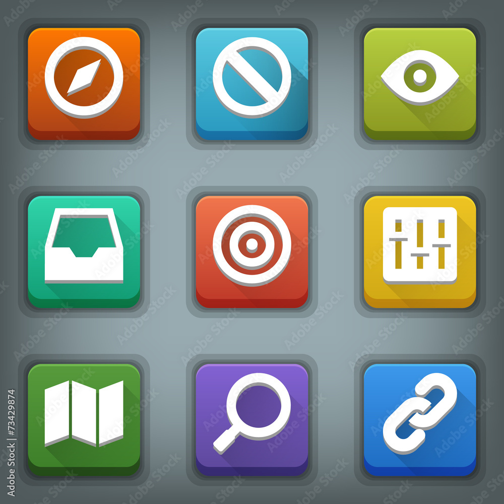 Flat icon set. White Symbols. Web 2 Flat icon set. White Symbols. Web 2
