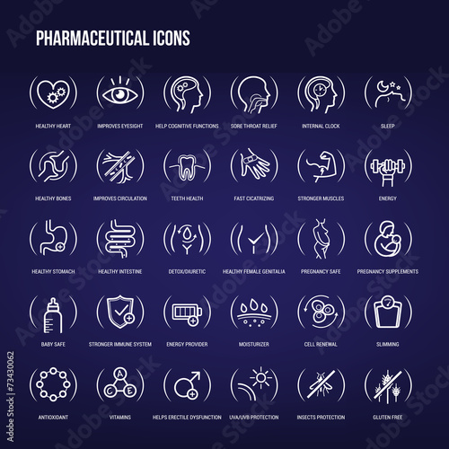 Pharmaceutical and medical icons set photo