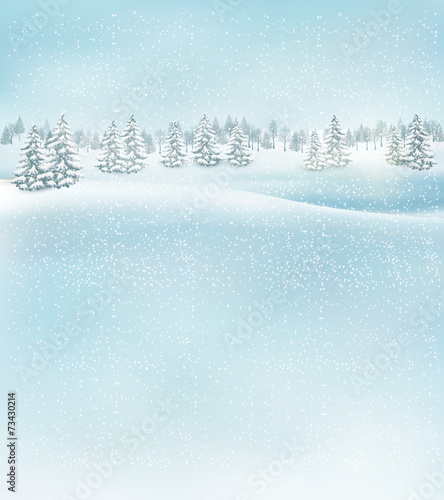 Winter christmas landscape background. Vector.