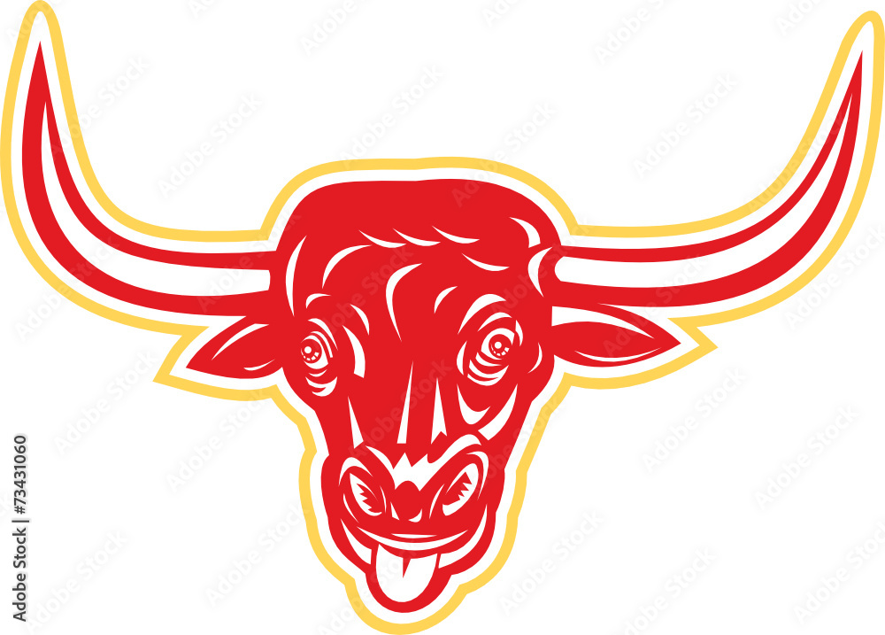 Angry Bull Head Tongue Out Retro Angry Bull Head Tongue Out Retro
