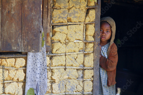 Madagascar-shy and poor african girl with headkerchief