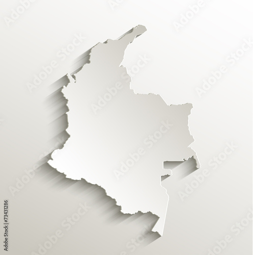 Colombia map card paper 3D natural vector