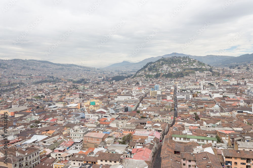 Aerial view rooftops Quito Ecuador South America