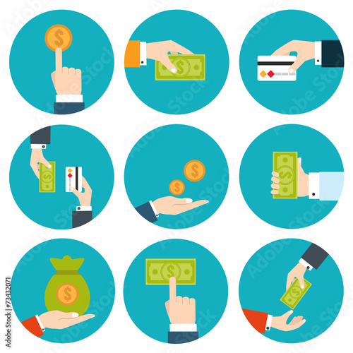 Money in hands icons