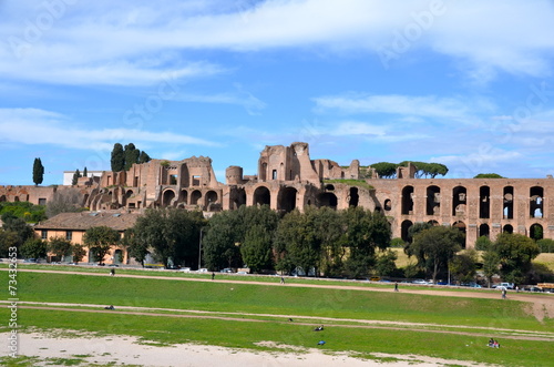 Ruins of Circus Maximus and the Domus Augustana in Rome