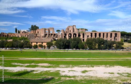Ruins of Circus Maximus and the Domus Augustana in Rome