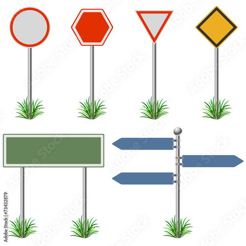 Blank street post signs set vector template.