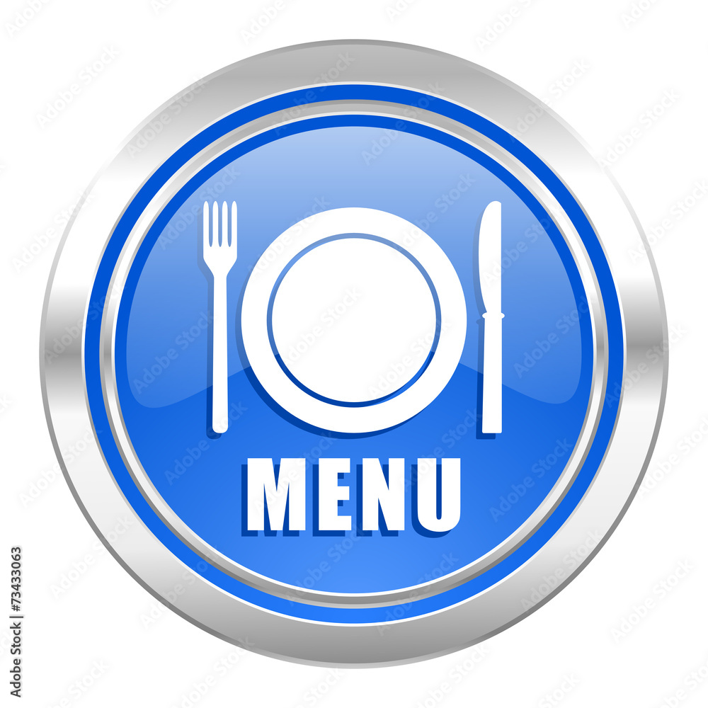 menu icon, blue button, restaurant sign menu icon, blue button, restaurant sign