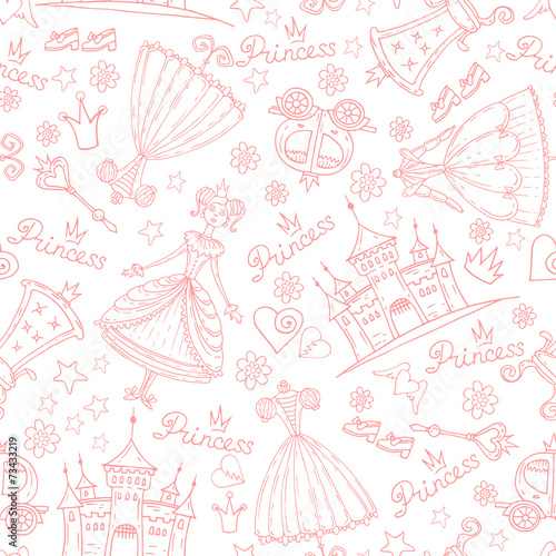 Vector pattern with princess symbols on white color